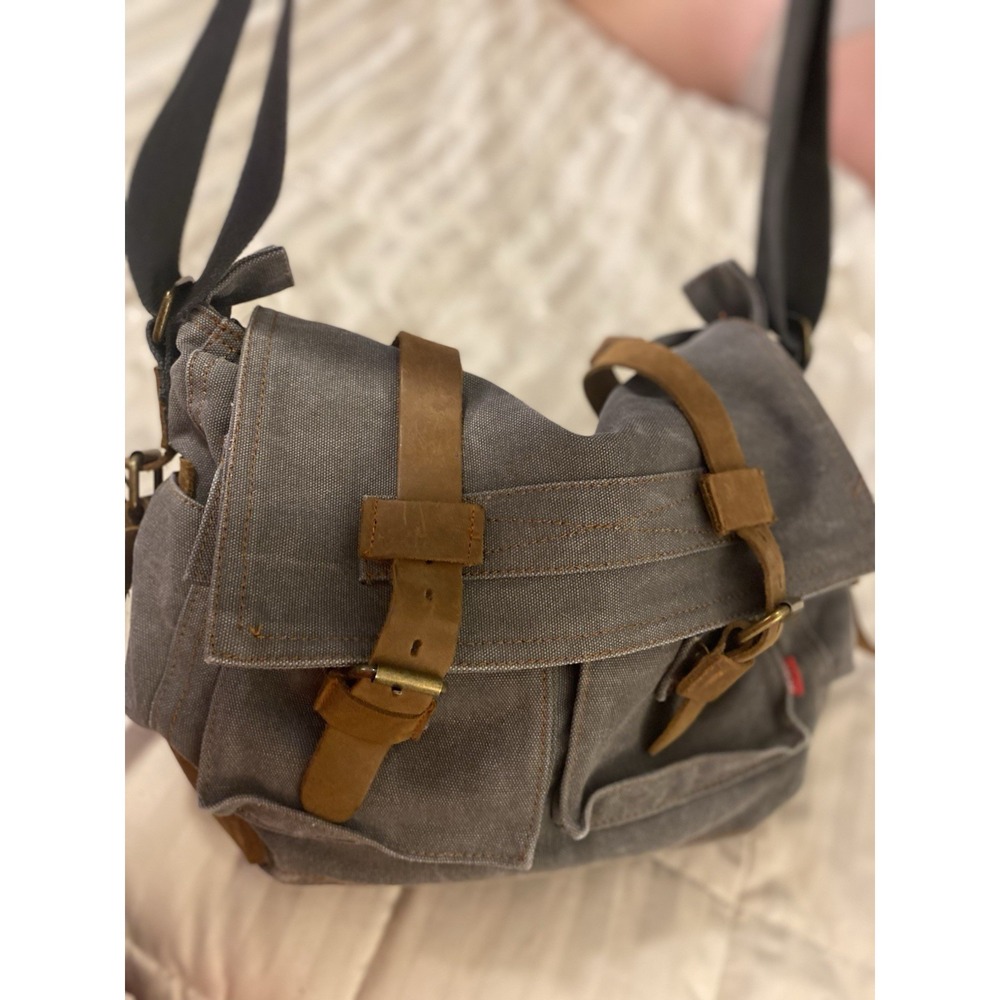 Go Plus Messenger‎ Shoulder Bag With Canvas With Leather Accents